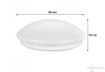 Plafon Lobo D29 w kolorze białym, średnica 29 cm, wysokość 10 cm, z czujnikiem ruchu, przeznaczony do montażu sufitowego. Gładka, okrągła konstrukcja, odporna na wilgoć (IP44).