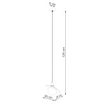 Biała lampa wisząca Hyperion 1xG9 o wysokości 125 cm i średnicy 20 cm. Posiada okrągłą podstawę o średnicy 8 cm oraz minimalistyczny design. Idealna do nowoczesnych wnętrz, zawieszona na cienkim przewodzie.