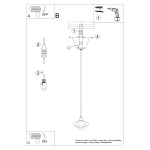Lampa wisząca Hyperion 1xG9 w kolorze białym, z prostokątnym stelażem i okrągłym kloszem. Produkt zawieszony na cienkim przewodzie, widoczne elementy montażowe. Ujęcie z boku, na jednolitym tle.