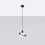 Lampa wisząca Hyperion 1xG9 w kolorze czarnym z białym kloszem. Okrągły klosz otoczony czarnym pierścieniem, zawieszony na cienkim przewodzie. Frontalne ujęcie, prezentujące nowoczesny design i minimalistyczny styl.