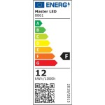 Oprawa do zabudowy LED Bingo S, biała, 12W, 960lm, temperatura barwowa 4000K. Widoczna etykieta energetyczna z oznaczeniem F, skala efektywności energetycznej oraz informacja o zużyciu 12 kWh/1000h.