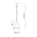 Lampa wisząca Capital D17 z mocowaniem GX53 w kolorze czarnym i miedzianym. Kształt stożkowy o średnicy 170 mm i wysokości 230 mm, z regulowaną długością zawieszenia od 300 do 1000 mm. Idealna do nowoczesnych wnętrz.