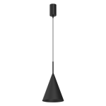 Czarna lampa wisząca Capital D17 z kloszem w kształcie stożka, zawieszona na cienkim kablu. Posiada jedno gniazdo na żarówkę GX53. Ujęcie frontalne, na jednolitym tle, bez dodatkowych elementów.