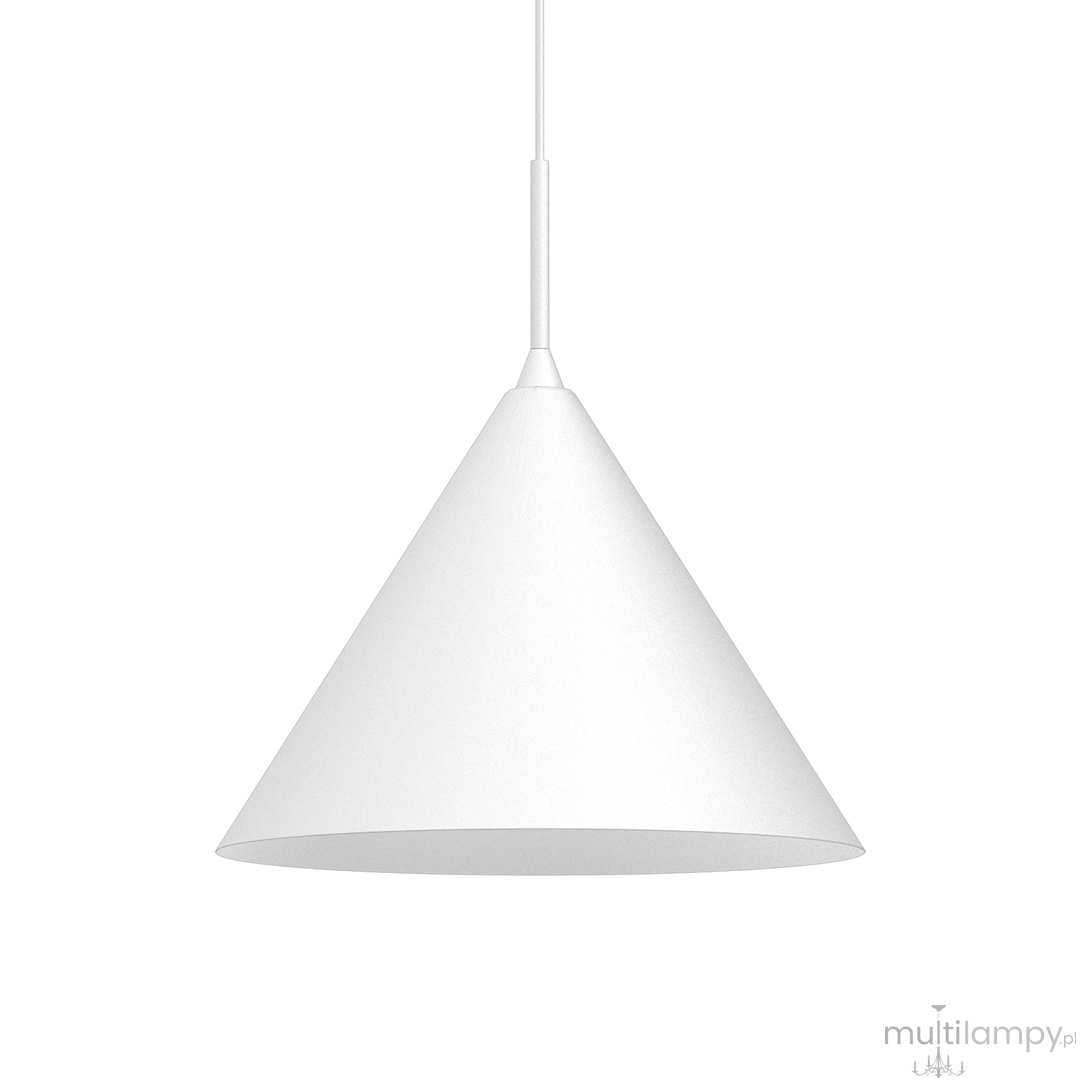 Lampa wisząca Capital D32 z białym kloszem w kształcie stożka, zawieszona na cienkim przewodzie. Umożliwia użycie żarówki GX53. Prosty, minimalistyczny design, prezentujący się w neutralnym otoczeniu.