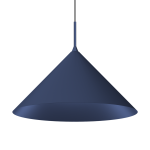 Granatowa lampa wisząca Capital D46 o kształcie stożkowym, zawieszona na cienkim czarnym kablu. Produkt przeznaczony do jednego źródła światła GX53, z gładką, matową powierzchnią. Idealna do nowoczesnych aranżacji.