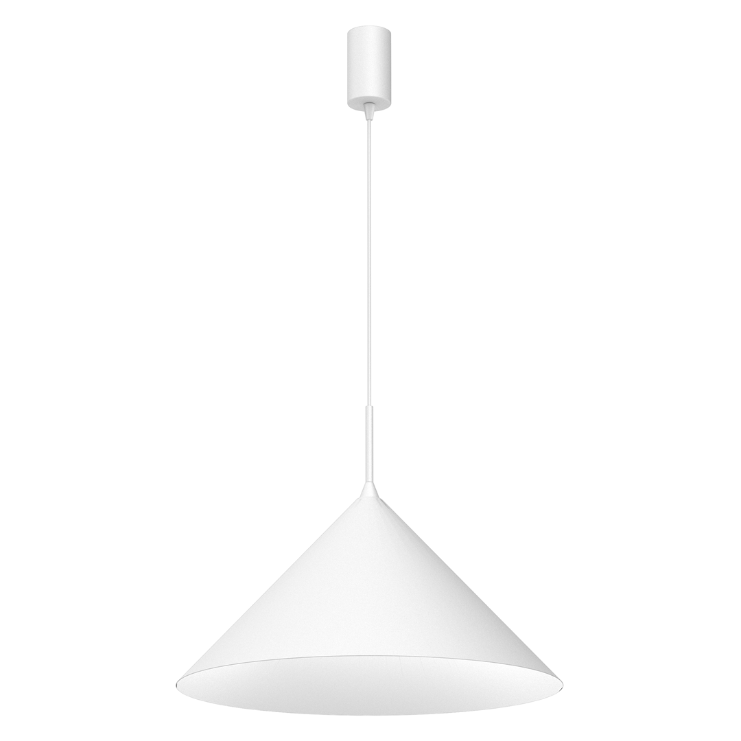 Lampa wisząca Capital D46 w kolorze białym z kloszem w kształcie stożka, zawieszona na cienkim przewodzie. Posiada gniazdo na żarówkę GX53. Prosta, nowoczesna forma, idealna do wnętrz.