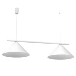 Lampa wisząca Capital 2xGX53 w kolorze białym, z dwiema stożkowymi kloszami oraz prostą, poziomą belką. Produkt zawieszony na cienkim przewodzie, idealny do nowoczesnych wnętrz.