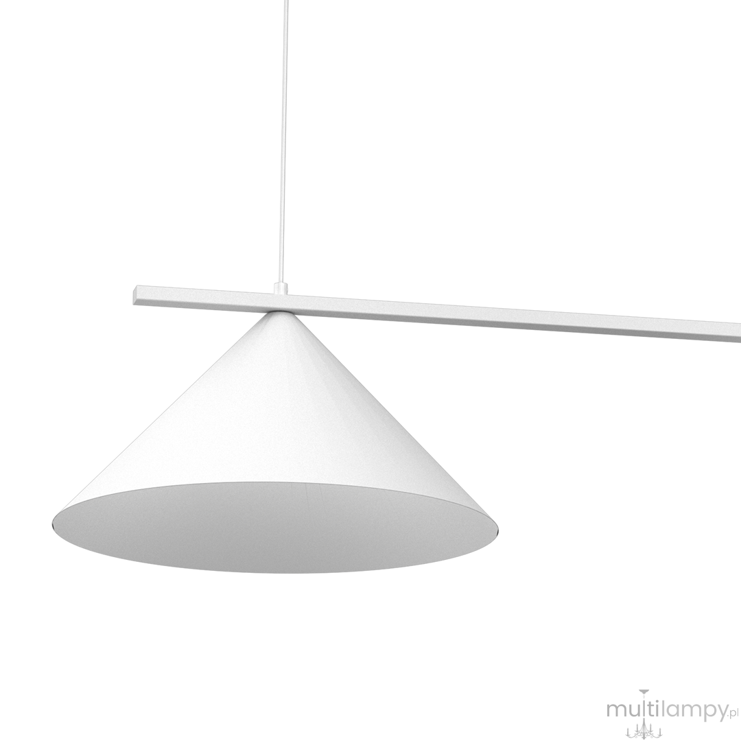 Lampa wisząca Capital 2xGX53 w kolorze białym, o kształcie stożkowym. Zawieszona na cienkim przewodzie, z prostokątnym elementem montażowym. Gładka, matowa powierzchnia, idealna do nowoczesnych wnętrz.