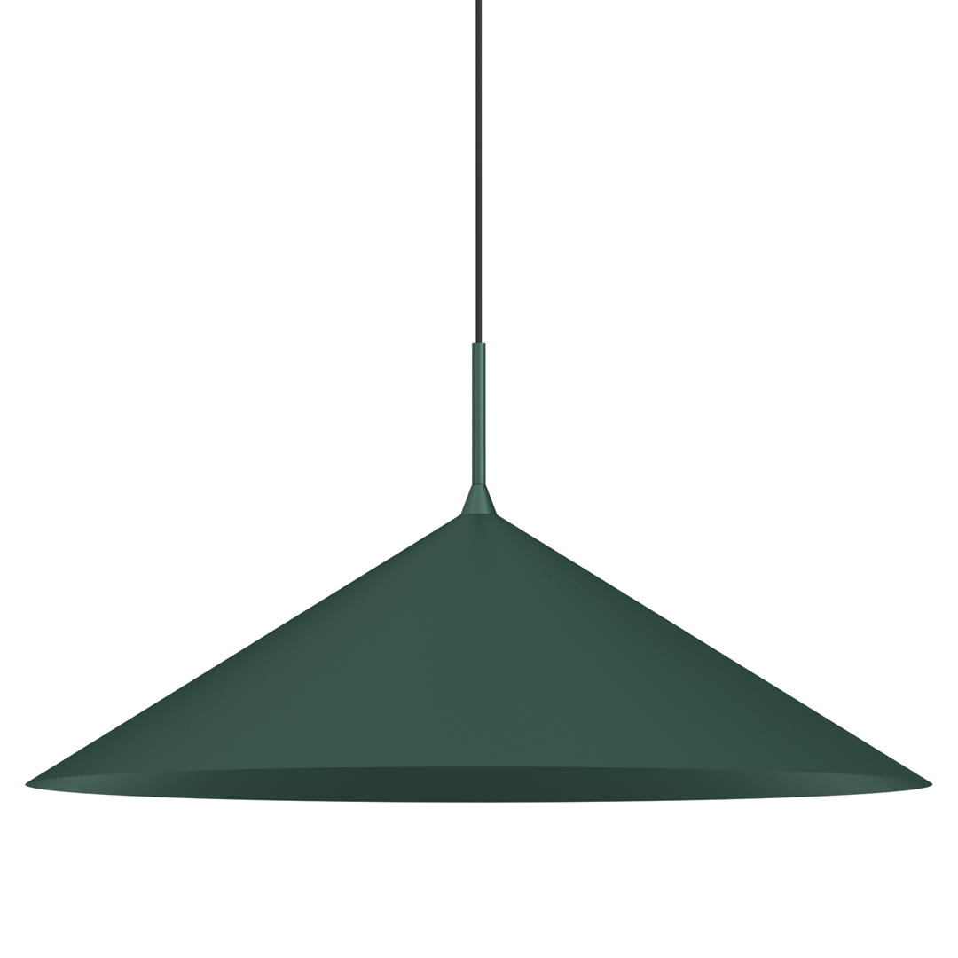 Lampa wisząca Capital D60 w butelkowej zieleni, o kształcie stożkowym, z pojedynczym źródłem światła GX53. Zawieszona na cienkim, czarnym kablu, z metalowym wykończeniem. Idealna do nowoczesnych wnętrz.