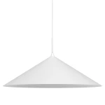 Lampa wisząca Capital D60 w kolorze białym, o kształcie stożkowym. Zawieszona na cienkim przewodzie, z miejscem na żarówkę GX53. Prosta, minimalistyczna forma, idealna do nowoczesnych wnętrz. Tło zdjęcia jest jednolite.