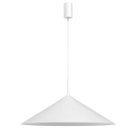 Lampa wisząca Capital D60 w białym kolorze, z pojedynczym źródłem światła GX53. Ma prostą, stożkowatą formę i jest zawieszona na cienkim przewodzie. Ujęcie frontalne, na jednolitym tle.