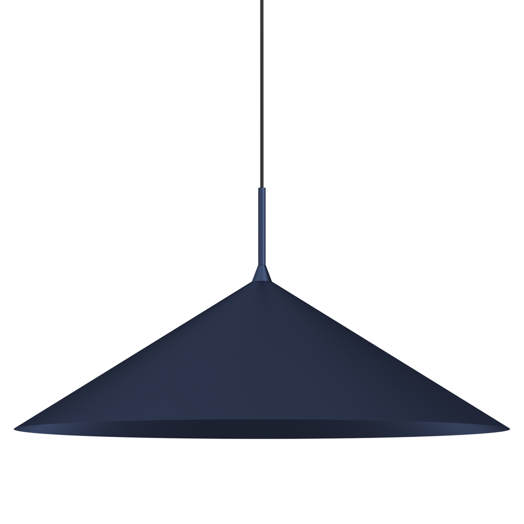 Granatowa lampa wisząca Capital D60 z jedną oprawą GX53, o stożkowym kształcie. Ujęcie z przodu, zawieszona na cienkim czarnym przewodzie. Gładka, matowa powierzchnia, idealna do nowoczesnych wnętrz.