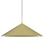 Lampa wisząca Capital D60 w kolorze czarnym z metalowym, złotym kloszem w kształcie stożka. Zawieszona na cienkim przewodzie, z mocowaniem na jedną żarówkę GX53. Prosta, nowoczesna forma, idealna do nowoczesnych wnętrz.