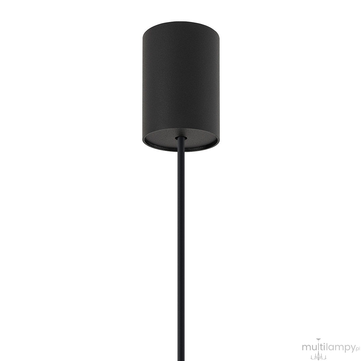 Lampa wisząca Laser 49 w kolorze czarnym, z cylindrycznym kloszem, zawieszona na cienkim przewodzie. Przeznaczona na jedną żarówkę G9, prezentuje minimalistyczny design, idealna do nowoczesnych wnętrz.
