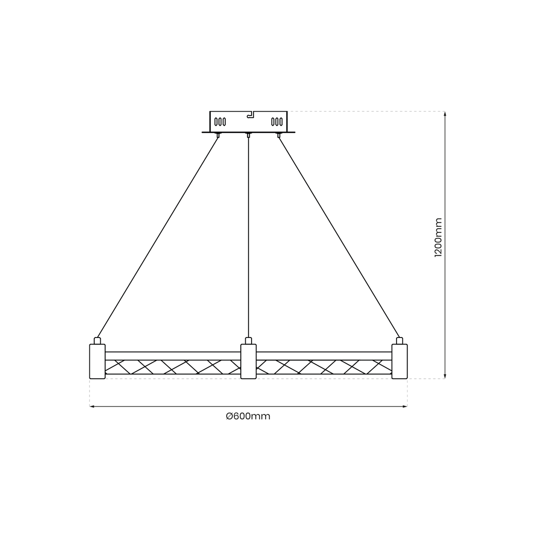 Lampa wisząca Elegance D60 z jednym źródłem LED o mocy 36W w złotym kolorze. Okrągła konstrukcja o średnicy 600 mm, zawieszona na trzech linkach, z prostym, eleganckim wzorem. Wysokość 1200 mm.