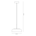 Lampa wisząca Vetro z jednym źródłem LED 6W, o czarnej podstawie i transparentnym kloszu. Stoi w pozycji wiszącej, z długością kabla 1500 mm i średnicą 230 mm. Prosta konstrukcja, idealna do nowoczesnych wnętrz.