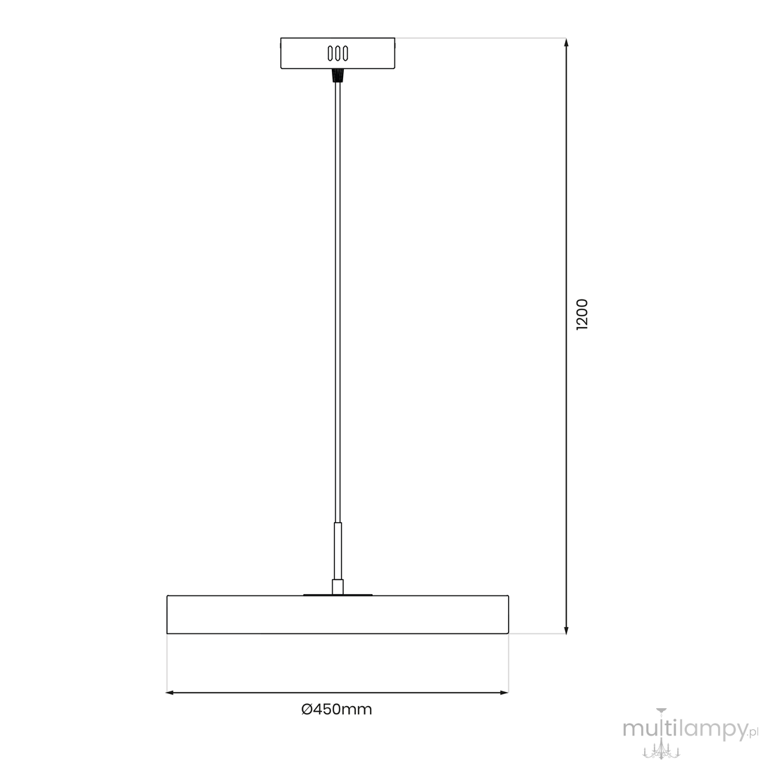 Lampa wisząca Disc 1xLED/38W w kolorze czarnym i złotym, o średnicy 450 mm i wysokości 1200 mm. Posiada prostą, okrągłą formę z zawieszeniem, idealna do nowoczesnych wnętrz.