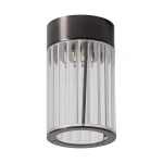 Lampa sufitowa Aria w kolorze tytanowym, z przezroczystymi, pionowymi żłobieniami, montowana na suficie. Wyposażona w jedno gniazdo G9, okrągła podstawa z metalowym wykończeniem. Idealna do nowoczesnych wnętrz.