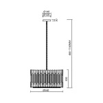 Lampa wisząca Ritz 12xE14 w kolorze chromowanym, z okrągłym kloszem o średnicy 540 mm i wysokości 300 mm. Regulowana długość zawieszenia od 460 do 1160 mm. Prosty, nowoczesny design z fakturowanym wykończeniem.