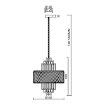 Lampa wisząca Margot w kolorze złotym, z 9 miejscami na żarówki E14. Okrągła podstawa o średnicy 120 mm, wysokość regulowana od 740 do 1260 mm, szerokość klosza 550 mm, dekoracyjny, geometryczny wzór.