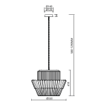 Lampa wisząca Donna z 12 gniazdami E14, chromowana. Okrągła podstawa o średnicy 120 mm, klosz w kształcie stożka o średnicy 550 mm i wysokości 410 mm. Długość regulowana od 580 do 1290 mm. Prosty, nowoczesny design.