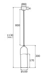 Lampa wisząca Burgos w kolorze mosiądzu, z oprawą na 1 żarówkę E27. Kształt cylindryczny, średnica 10 cm, długość zawieszenia 80 cm (maks. 113 cm). Prosta konstrukcja z okrągłym mocowaniem sufitowym o średnicy 8 cm.