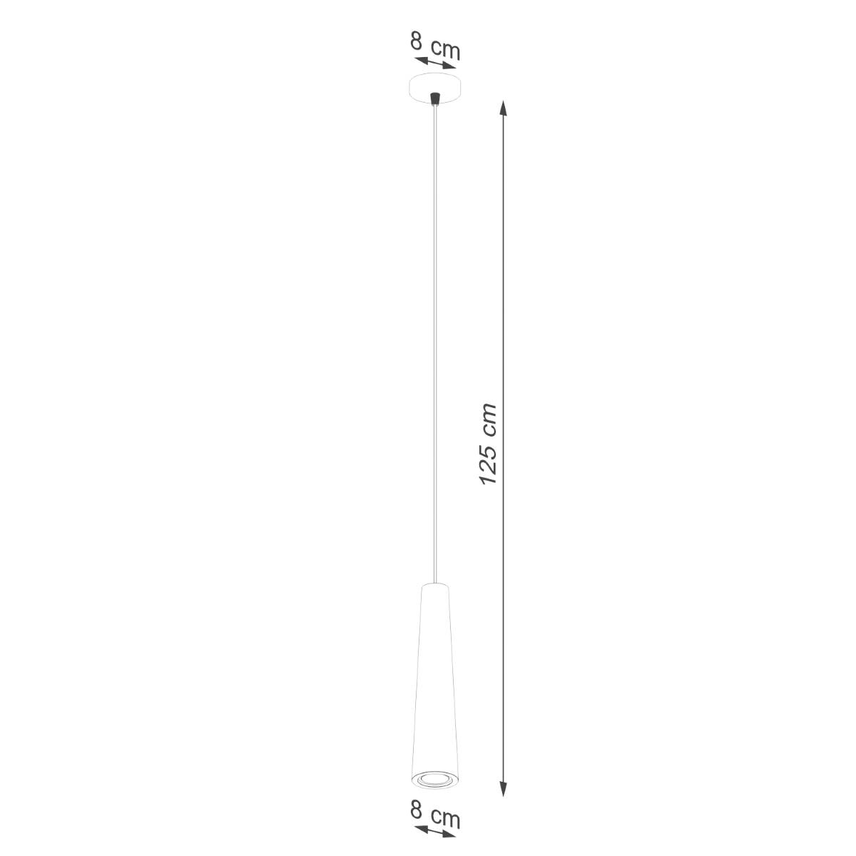 Lampa wisząca Electra w kolorze czarnym, wykonana z ceramiki, z jednym gniazdem GU10. Ma cylindryczny kształt, średnicę 8 cm i długość 125 cm. Zawieszona na cienkim przewodzie, idealna do nowoczesnych wnętrz.