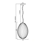 Lampa wisząca Braga 1xE27 w wykończeniu chromowym z dymionym kloszem. Owalny kształt, wysokość regulowana od 500 do 1600 mm, średnica 300 mm. Uchwyt z kablem w spiralnym kształcie.