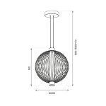 Lampa wisząca Kyoto D43 w czarnym kolorze, z okrągłą kopułą o średnicy 430 mm i wysokości 510 mm. Wisi na regulowanym przewodzie, idealna do nowoczesnych wnętrz. Zasilana jedną żarówką LED o mocy 32W.