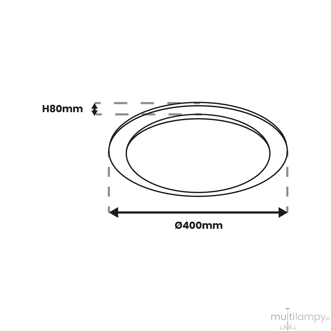 Plafon Ontario D40 w kolorze białym, o średnicy 400 mm i wysokości 80 mm. Wbudowane oświetlenie LED o mocy 24W, z pilotem do zdalnego sterowania. Prosty, okrągły kształt, idealny do nowoczesnych wnętrz.
