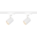 Reflektor spot Track Volf 1xGU10 w kolorze białym, zamontowany na szynie. Okrągła obudowa z możliwością regulacji kąta świecenia, idealny do oświetlenia wnętrz. Jasne światło, minimalistyczny design.