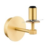 Kinkiet Paloma 1xE14 w kolorze mosiężnym z dymnym kloszem. Posiada okrągłą podstawę i prosty, metalowy ramion. Ujęcie z boku, ukazujące detal mocowania i miejsce na żarówkę. Tło jednolite, co podkreśla elegancki design produktu.