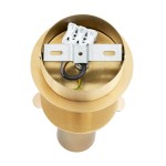 Lampa sufitowa Paloma 1xE27 w mosiężnym wykończeniu, z dymnym kloszem. Widok z góry, z widocznym uchwytem montażowym i przewodami. Okrągła podstawa z mosiądzu, elegancka konstrukcja.