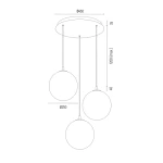 Lampa wisząca Paloma z trzema oprawami E27, wykonana z mosiądzu i dymnego szkła. Produkt wisi w pozycji pionowej, z eleganckim, minimalistycznym designem, idealna do nowoczesnych wnętrz.
