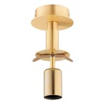 Lampa sufitowa Paloma w kolorze mosiądzu z miodowym wykończeniem, z jednym gniazdem E27. Ujęcie frontalne, produkt zamontowany na suficie, prosty design z okrągłą podstawą i cylindrycznym kloszem.