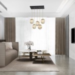 Lampa wisząca Paloma z pięcioma kloszami E27 w kolorze czarnym i szarym, zawieszona na złotych linkach. Klosze mają teksturowaną powierzchnię, a całość umieszczona na prostokątnej podstawie sufitowej. Produkt we wnętrzu z sofą i stolikiem kawowym.