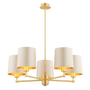 Princeton żyrandol 5xE27 mosiądz/beżowy 2187AR