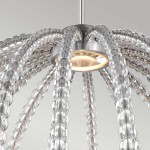 Lampa wisząca Oberlin M, wykonana z niklu satynowego, z dwiema żarówkami LED 8W. Klosz z przezroczystych, okrągłych elementów, układających się w elastyczne ramiona, które otaczają centralne źródło światła.