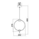 Lampa wisząca Oberlin S w kolorze niklu satynowego, z jednym źródłem LED 8W. Ma okrągły kształt z dekoracyjnymi kulkami, zawieszona na cienkim przewodzie. Wymiary: wysokość 855 mm, średnica 352 mm. Idealna do nowoczesnych wnętrz.