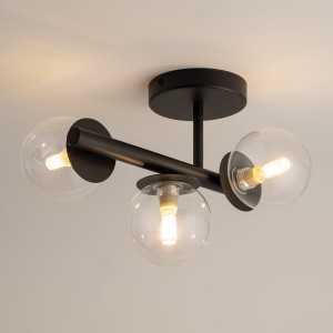 Avola lampa sufitowa 3xG9 czarna/transparentny 40794