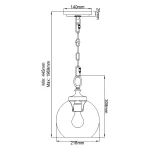 Lampa wisząca Tabby 1xE27 w kolorze mosiądzu. Kształt okrągły, średnica 216 mm, wysokość regulowana od 445 mm do 1969 mm. Zawieszona na łańcuchu, z miejscem na żarówkę. Prosta konstrukcja, idealna do nowoczesnych wnętrz.