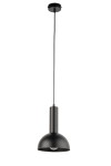 Czarna lampa wisząca Vitrum Kopuła D19 z pojedynczym gniazdem E27. Ma cylindryczny uchwyt i zaokrągloną, matową podstawę. Zawieszona na długim, cienkim przewodzie, idealna do nowoczesnych wnętrz.