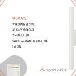 Kinkiet Greco 2xLED/8,4W w kolorze białym wykonany ze stali, o wysokości 30 cm. Posiada dwa moduły LED, które świecą w górę i w dół. Prosty, nowoczesny design, idealny do różnych aranżacji wnętrz.