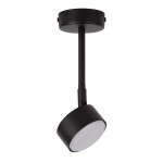 Lampa wisząca Nemo H24 w kolorze czarnym z jedną oprawką GX53. Kształt okrągły z matowym wykończeniem. Ujęcie z boku, zawieszona na cienkim przewodzie, z okrągłą podsufitką. Prosta forma pasująca do nowoczesnych wnętrz.