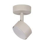 Lampa sufitowa Nemo H15 w kolorze szarym/beżowym, z pojedynczym reflektorem na uchwycie. Kształt cylindryczny, zamontowana na okrągłej podstawie. Reflektor z białym kloszem, obracający się w różnych kierunkach, idealny do oświetlenia wnętrz.