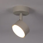 Lampa sufitowa Nemo H15 w kolorze szarym/beżowym, z metalowym kloszem w kształcie stożka, zamontowana na okrągłej podstawie. Klosz skierowany w dół, z miejscem na żarówkę GX53. Prosty design, odpowiednia do oświetlenia wnętrz.