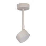 Lampa wisząca Nemo H24 w kolorze szarym i beżowym, z okrągłym kloszem, zawieszona na prostym stelażu. Wyposażona w gniazdo GX53, idealna do oświetlenia wnętrz. Ujęcie z boku, pokazujące detal konstrukcji i kształt klosza.