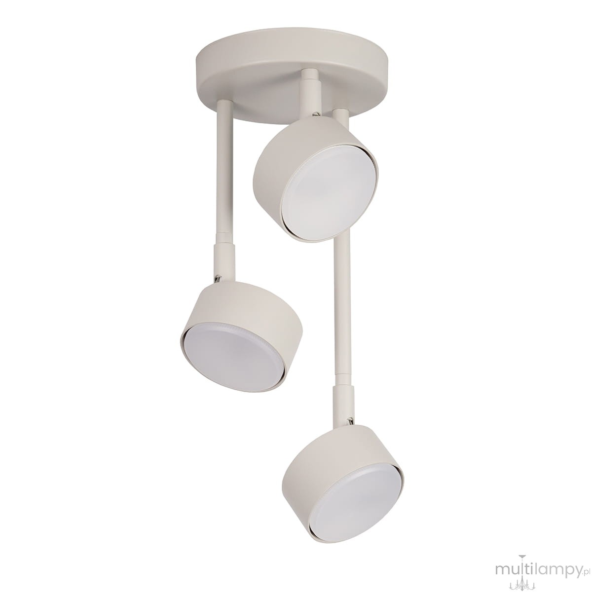Lampa wisząca Nemo z trzema źródłami światła GX53 w odcieniach szaro-beżowych. Posiada okrągłe, płaskie klosze zawieszone na cienkich rurkach, montowana do sufitu. Prosty design, idealna do nowoczesnych wnętrz.