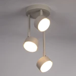 Lampa wisząca Nemo 3xGX53 w kolorze szarym i beżowym, składająca się z trzech okrągłych kloszy na regulowanych ramionach, zamontowana na okrągłej podstawie. Ujęcie z góry, na jednolitym tle.