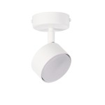 Biała lampa sufitowa typu spot Nemo H15 z jedną oprawą GX53. Ujęcie z boku, z widocznym okrągłym kloszem i montażem do sufitu. Gładka, matowa powierzchnia, minimalistyczny design.